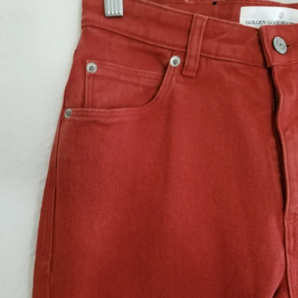 Golden Goose Rust High Rise Jeans Size 27 Brick - Picture 5 of 9